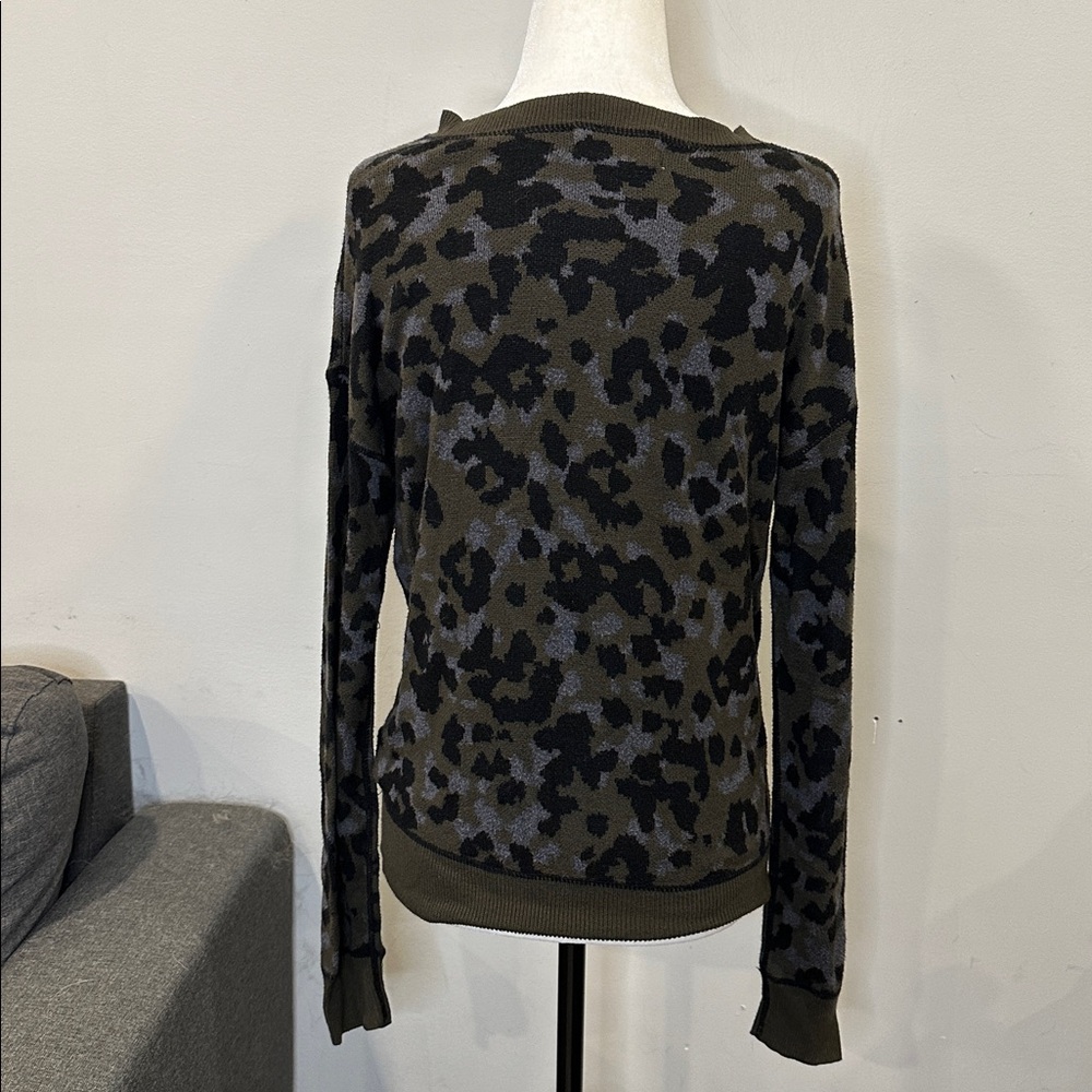 Anthropologie Ethan Leopard Camo Dark Knit Sweater - Picture 5 of 6